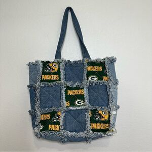 Green Bay Packers Custom Handmade Denim Jeans Patchwork Purse Bag